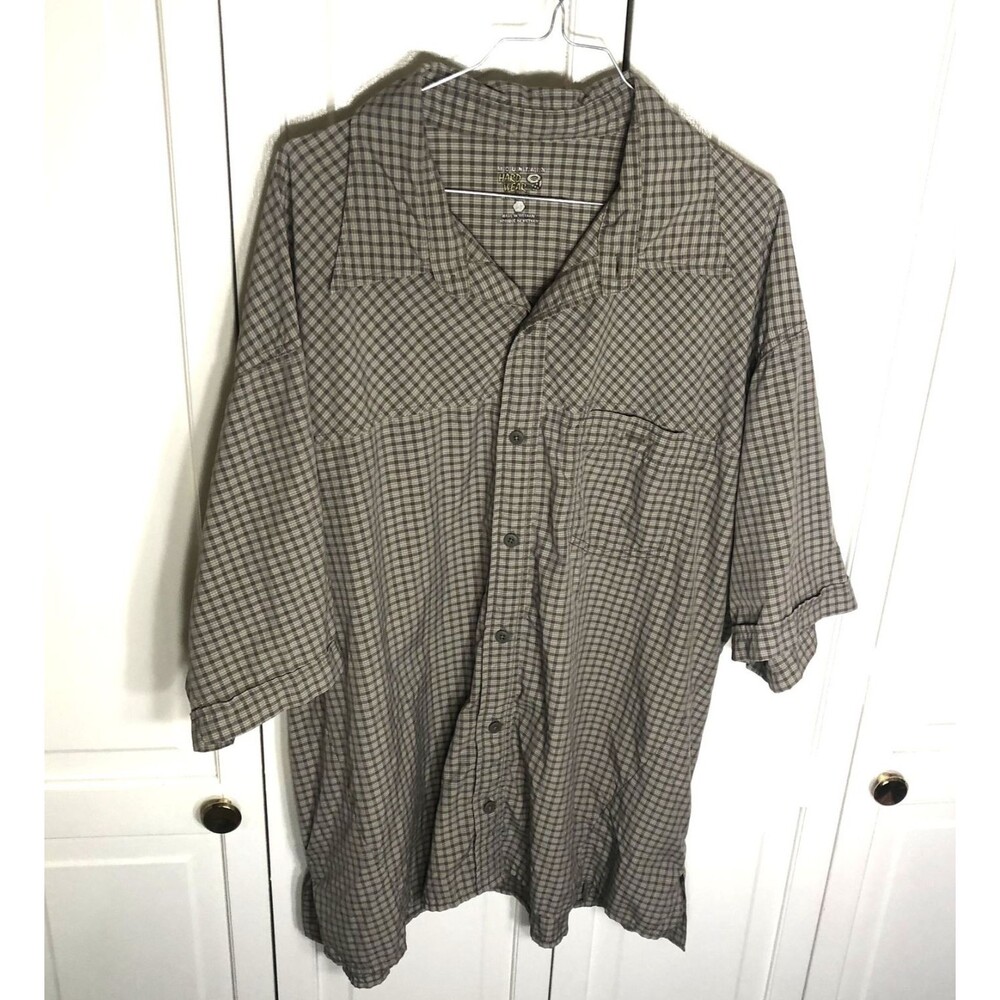 Mountain Hardwear Shirt Mens Large Beige Canyon Long Sleeve Button Up Outdoor